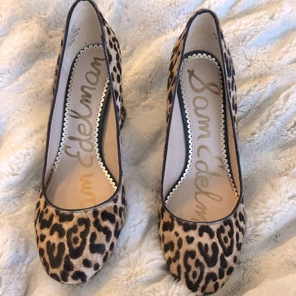 Sam Edelman leopard print calf hair heels - Picture 1 of 8